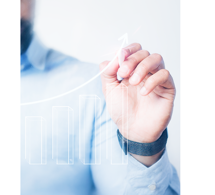 man-giving-bar-graph-presentation-using-high-technology-digital-pen 1